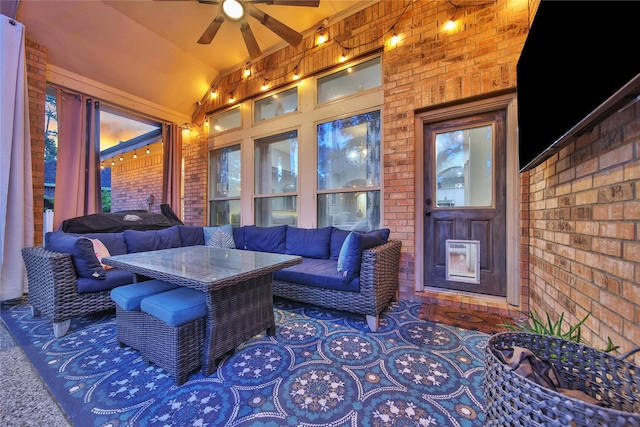 66 N Rocky Point Cir, Spring, TX 77389 - sunroom featuring lofted ceiling and brick wall