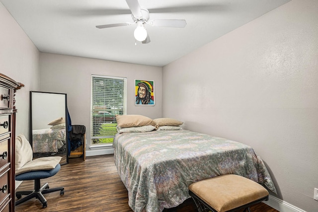 5427 Cairnleigh Dr, Houston, TX 77084 - bedroom featuring dark wood-style floors and ceiling fan