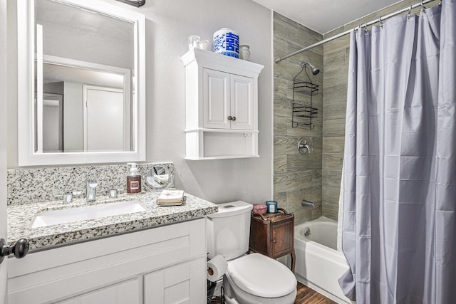 5427 Cairnleigh Dr, Houston, TX 77084 - full bath with shower / tub combo with curtain, vanity, and wood finished floors