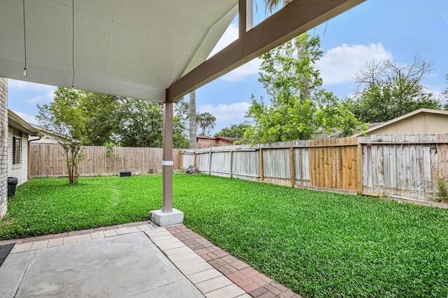 5427 Cairnleigh Dr, Houston, TX 77084 - fenced backyard featuring a patio