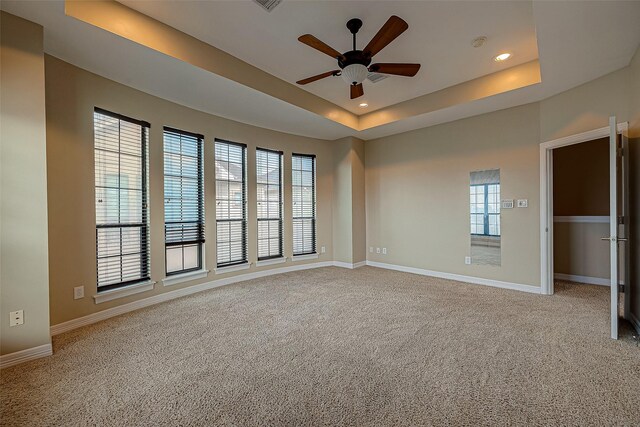 5331 Nolda St Unit A, Houston, TX 77007 - spare room featuring ceiling fan, carpet floors, a raised ceiling, recessed lighting, and a smoke detector