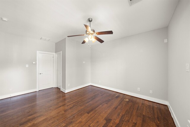 1005 Bingham St Unit 5, Houston, TX 77007 - empty room featuring ceiling fan and dark wood finished floors