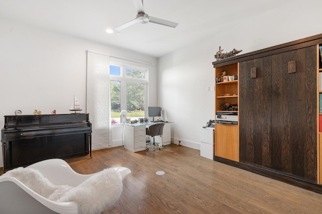 18 Pronghorn Pl, The Woodlands, TX 77389 - office featuring ceiling fan and light wood finished floors