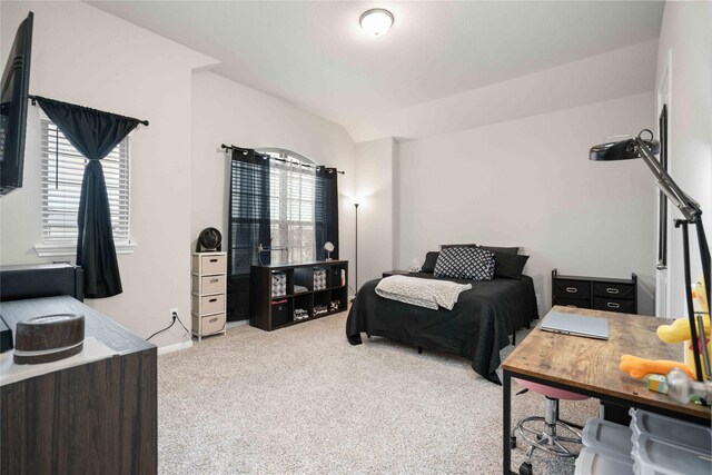 13402 Rain Lily, Texas City, TX 77568 - bedroom featuring light carpet and vaulted ceiling