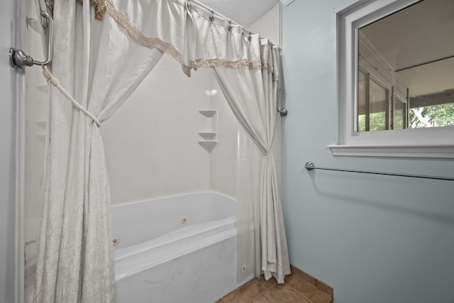 1406 Diana Ct, Houston, TX 77062 - bathroom with a combined bath / shower with jetted tub and tile patterned flooring