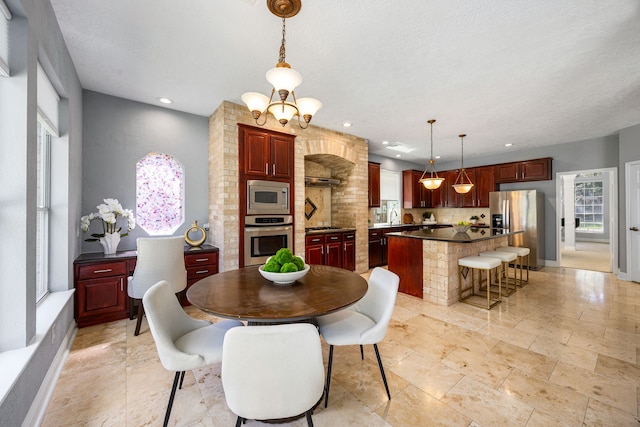 427 Crestwater Trl, Houston, TX 77082 - dining area featuring a chandelier and recessed lighting