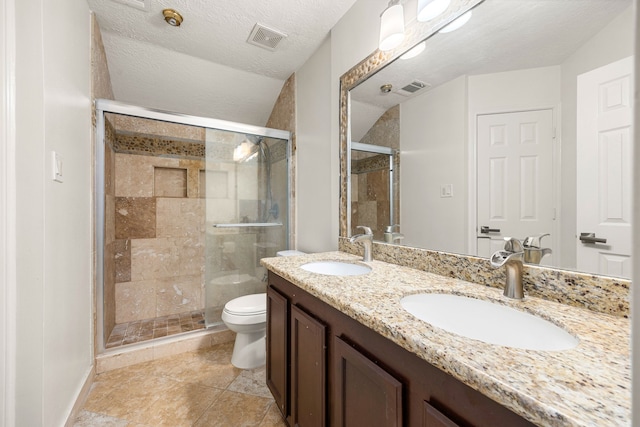 427 Crestwater Trl, Houston, TX 77082 - bathroom with double vanity, a stall shower, and tile patterned flooring