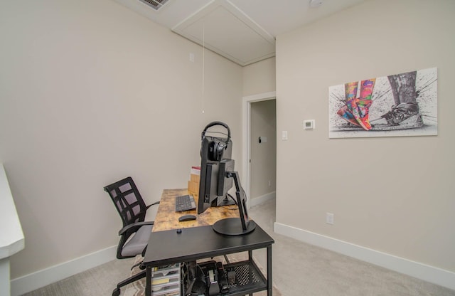 4612 Oats St, Houston, TX 77020 - home office featuring attic access and light carpet
