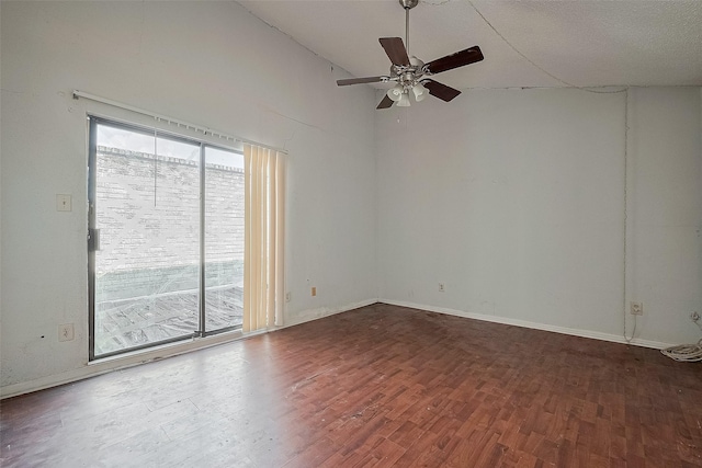 11280 Braes Forest Dr Unit 105, Houston, TX 77071 - unfurnished room with wood finished floors, a ceiling fan, and lofted ceiling
