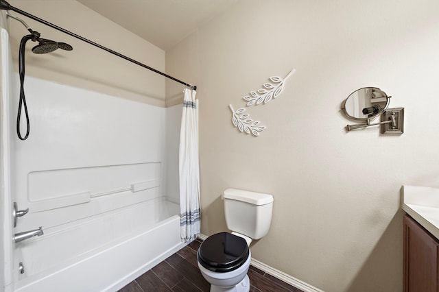 6707 Enchanted Crest Dr, Katy, TX 77449 - full bath with shower / tub combo, vanity, and wood finished floors