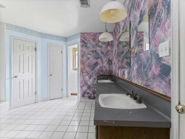 4432 County Road 886, Brazoria, TX 77422 - bathroom with double vanity and tile patterned flooring