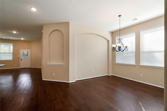 38 Tallgrass Way, Spring, TX 77389 - spare room featuring hardwood / wood-style flooring, a chandelier, and recessed lighting
