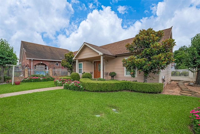 7833 Narcissus St, Houston, TX 77012 - view of front of property featuring brick siding, a shingled roof, and a gate