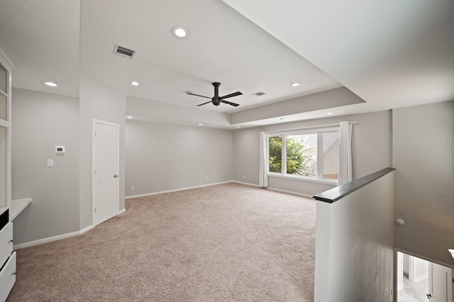 5135 Loch Lomond Dr, Houston, TX 77096 - unfurnished living room featuring carpet flooring, ceiling fan, and recessed lighting