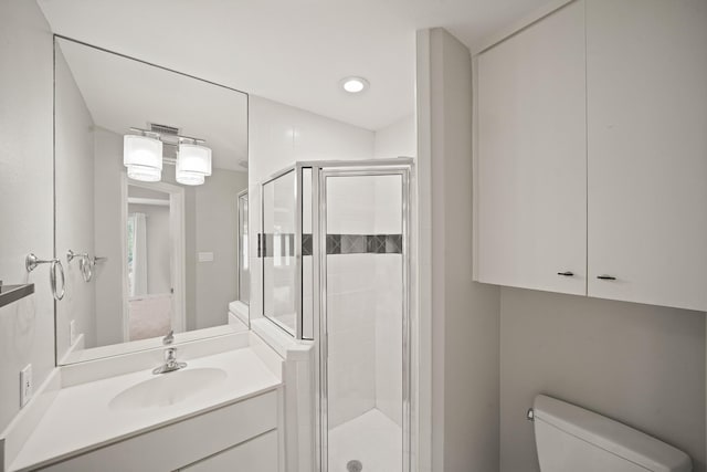 5135 Loch Lomond Dr, Houston, TX 77096 - full bathroom featuring vanity, a shower stall, and recessed lighting