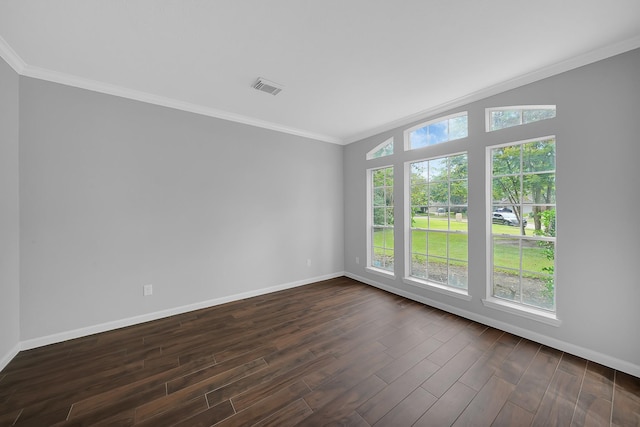13810 Lakewood Crossing Blvd, Houston, TX 77070 - empty room with dark wood-style flooring and ornamental molding