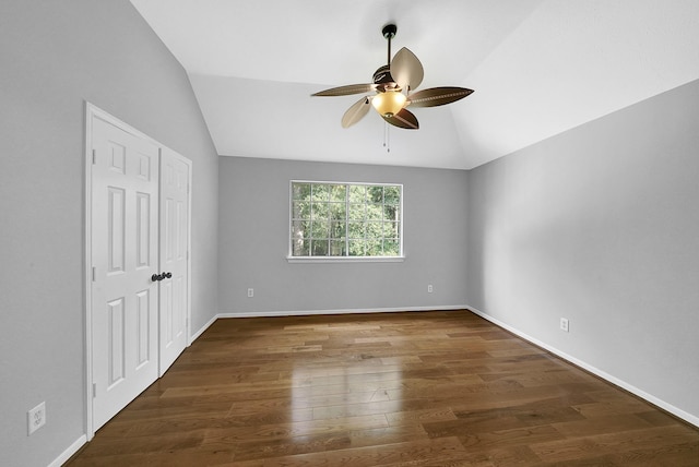13810 Lakewood Crossing Blvd, Houston, TX 77070 - unfurnished bedroom featuring vaulted ceiling, wood finished floors, a ceiling fan, and a closet