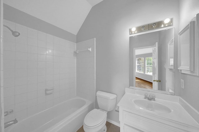 13810 Lakewood Crossing Blvd, Houston, TX 77070 - bathroom featuring vanity, shower / washtub combination, and vaulted ceiling