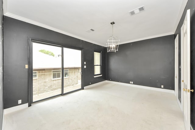 1425 Nantucket Dr Unit G, Houston, TX 77057 - empty room with crown molding and a chandelier