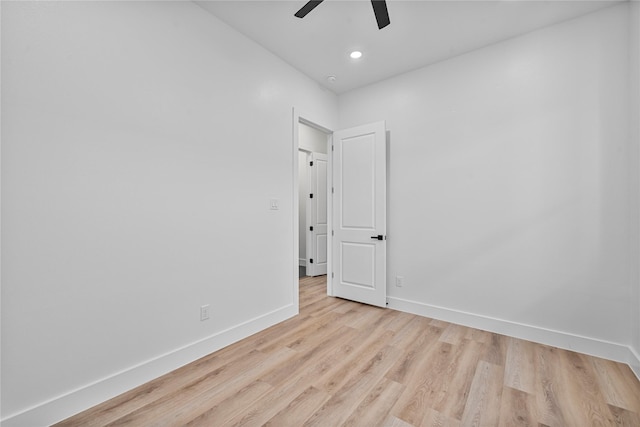 4517 Teton St, Houston, TX 77051 - unfurnished room with ceiling fan, light wood-style flooring, and recessed lighting