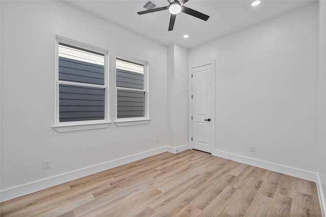 4517 Teton St, Houston, TX 77051 - spare room with ceiling fan, recessed lighting, and light wood-style flooring