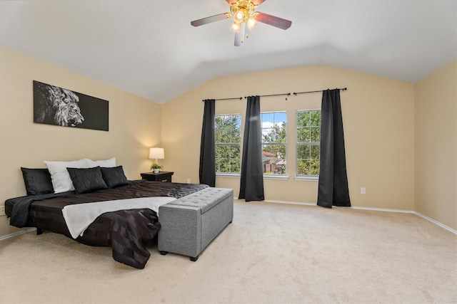 15026 Sunset Creek Dr, Humble, TX 77396 - bedroom featuring lofted ceiling, carpet flooring, and ceiling fan