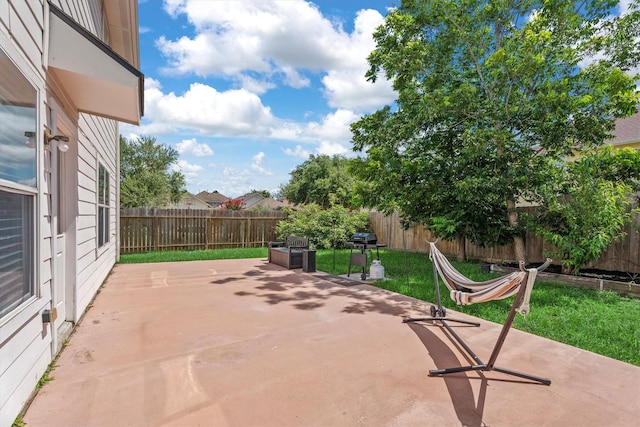 15026 Sunset Creek Dr, Humble, TX 77396 - fenced backyard with a patio area and grilling area