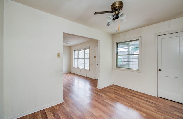 4310 Busiek St, Houston, TX 77022 - empty room featuring a ceiling fan and light wood-type flooring