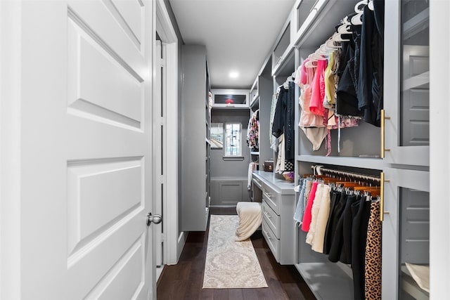 27915 Round Moon Ln, Katy, TX 77494 - walk in closet with dark wood-type flooring