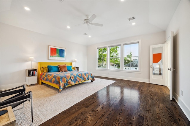 712 E 14th St, Houston, TX 77008 - bedroom with wood finished floors, recessed lighting, and ceiling fan