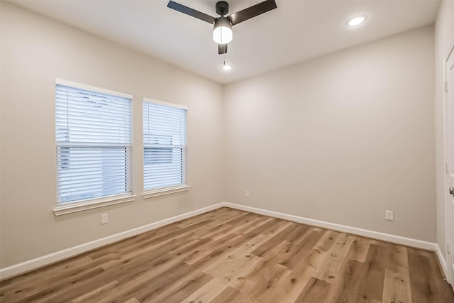 2353 Hoskins Dr, Houston, TX 77080 - empty room featuring a ceiling fan, light wood-style flooring, and recessed lighting