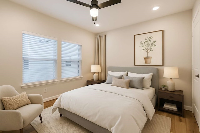 2353 Hoskins Dr, Houston, TX 77080 - bedroom with wood finished floors, recessed lighting, and ceiling fan