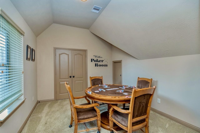 407 Pickney Ave, Sugar Land, TX 77479 - dining area with vaulted ceiling and light carpet