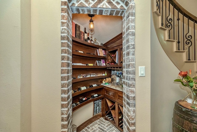 407 Pickney Ave, Sugar Land, TX 77479 - wine cellar with brick patterned floors