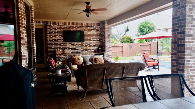 407 Pickney Ave, Sugar Land, TX 77479 - view of patio / terrace with ceiling fan and outdoor dining space