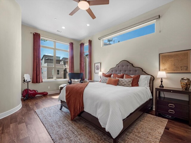 1437 Wagner St, Houston, TX 77007 - bedroom featuring wood finished floors, recessed lighting, and ceiling fan
