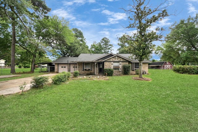 30718 N Cripple Creek Dr, Magnolia, TX 77354 - ranch-style house featuring concrete driveway, a garage, brick siding, and a carport