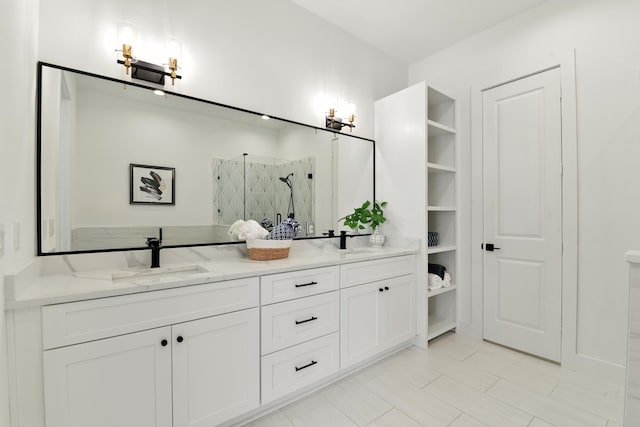 3913 Hare St, Houston, TX 77020 - full bath with a marble finish shower and double vanity