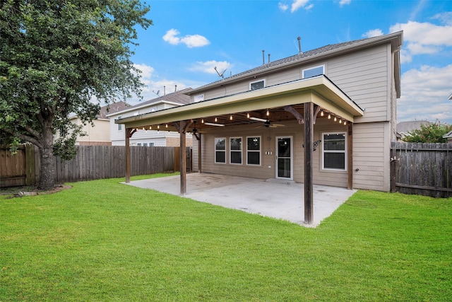 4838 Fair Oak Dale Ln, Humble, TX 77346 - back of house with a ceiling fan, a fenced backyard, and a patio area