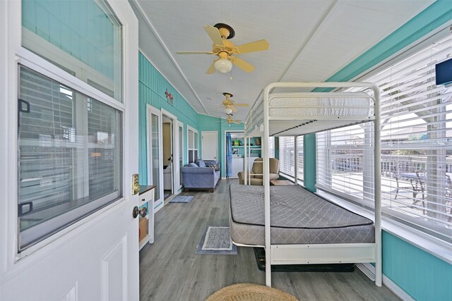 206 Galleon Dr, Freeport, TX 77541 - sunroom with a ceiling fan and lofted ceiling