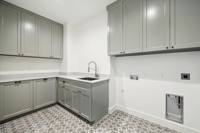 2006 Chantilly Ln, Houston, TX 77018 - washroom with hookup for an electric dryer, tile patterned floors, cabinet space, hookup for a gas dryer, and washer hookup