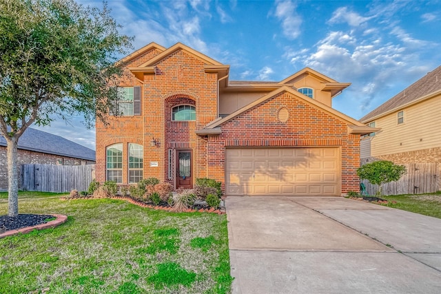 18514 Providence Landing Ln, Richmond, TX 77407 - traditional-style house featuring brick siding, concrete driveway, and a garage