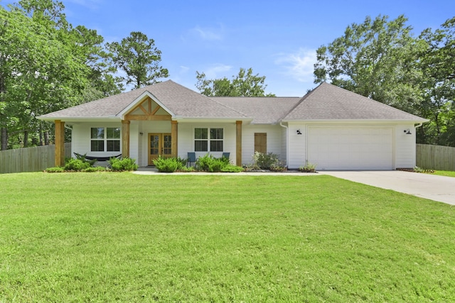 16003 Westward Ho St, Stagecoach, TX 77355 - ranch-style house with driveway, a garage, and a shingled roof