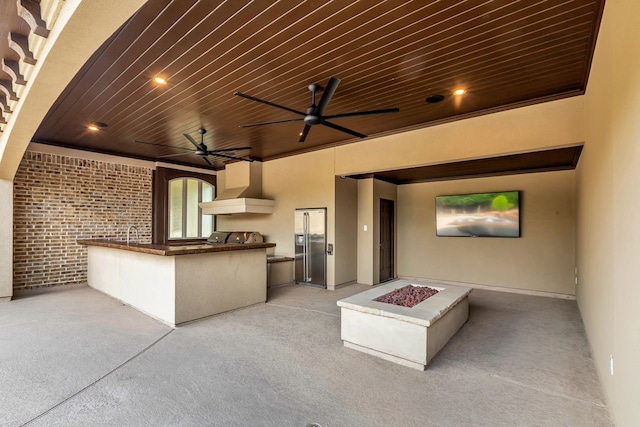 20307 Knights Branch Dr, Cypress, TX 77433 - view of patio featuring area for grilling, a fire pit, and ceiling fan