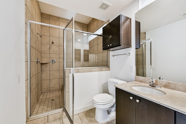 3028 Commerce St, Houston, TX 77003 - full bathroom with vanity, a shower stall, and tile patterned flooring
