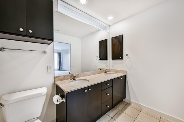 3028 Commerce St, Houston, TX 77003 - full bathroom featuring tile patterned flooring, double vanity, and recessed lighting