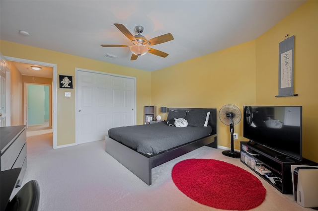 24922 Falcon Hollow Ln, Katy, TX 77494 - bedroom with carpet, attic access, and ceiling fan