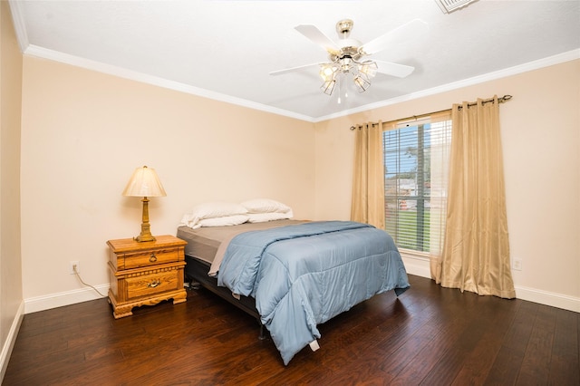 1201 Coryell St, League City, TX 77573 - bedroom with wood-type flooring, crown molding, and a ceiling fan