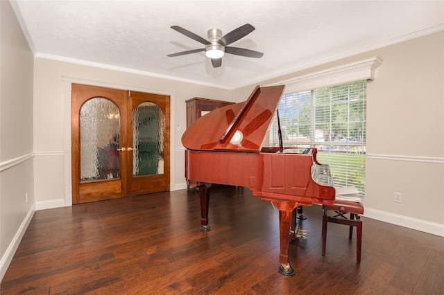 1201 Coryell St, League City, TX 77573 - sitting room with crown molding, a ceiling fan, and wood finished floors