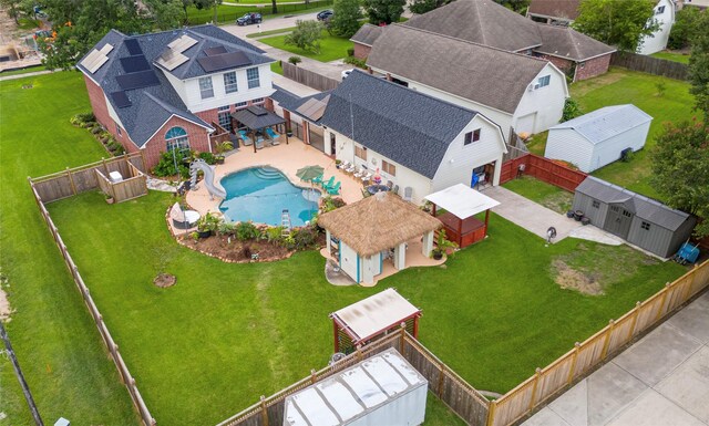 1201 Coryell St, League City, TX 77573 - aerial view of residential area featuring a pool